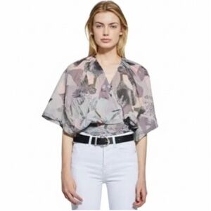NWT! IRO Paris “Berni” Print Wrap Top Multicolor Size 36 (US 4)